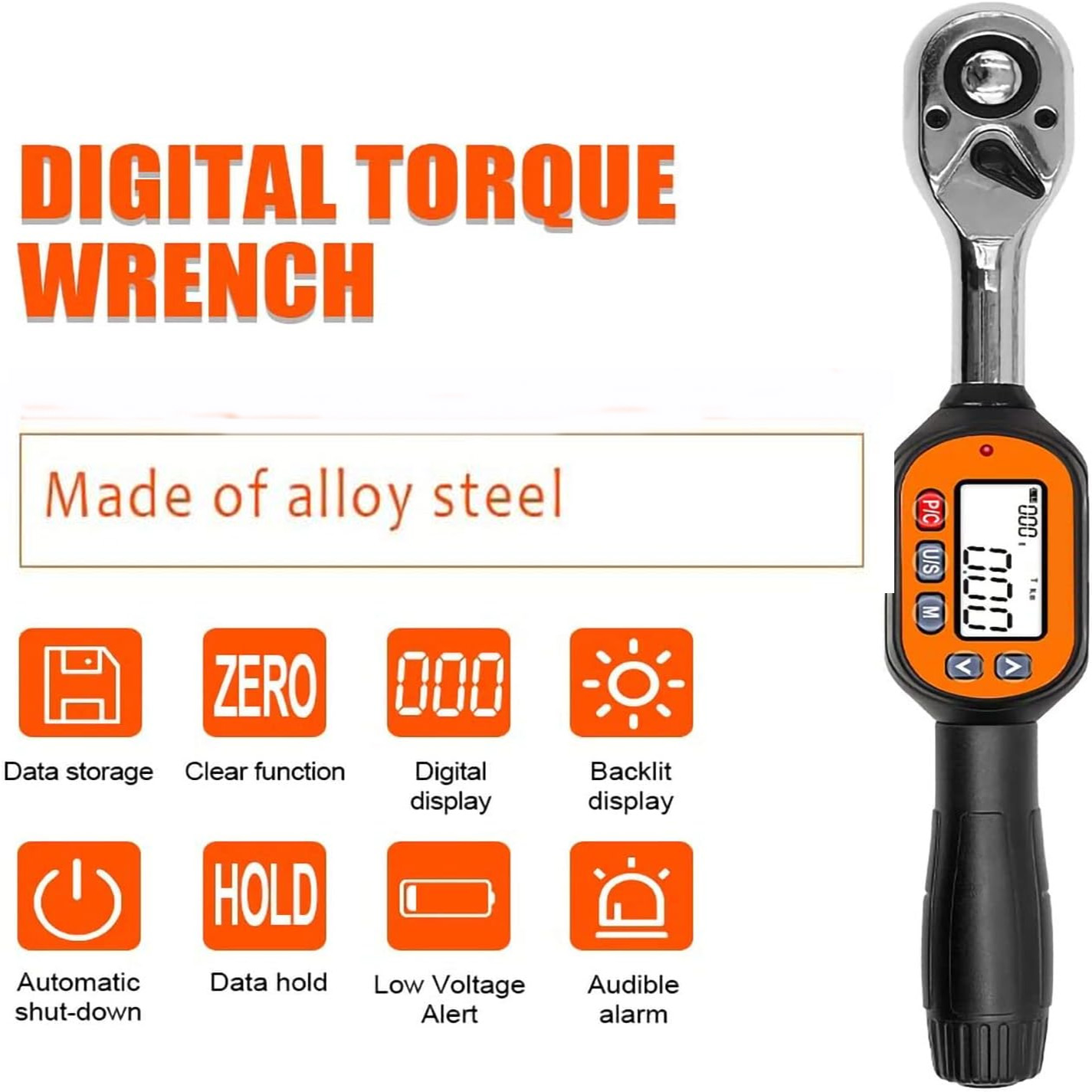 Llave dinamométrica electrónica digital de acero al carbono de 72 dientes